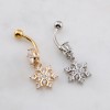 MULTI CZ DANGLE FLOWER SNOW FLAKE DANGLE BELLY BUTTON NAVEL RING 316L SURGICAL STEEL 